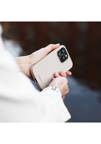 Vonmahlen Apple Uyumlu iPhone 15 Plus Magsafe Silikon Kılıf Krem
