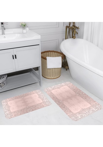 Rovigo Home Baskılı Kaymaz Taban 2 Li Banyo Paspas Takım Rvg5104-100X60-60X50 Çok Renkli