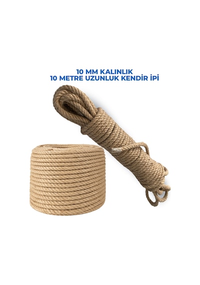10 Mm Kalınlığında 10 Metre Uzunluğunda Doğal Jüt Halat Dayanıklı Dekoratif Ve Çok Amaçlı Halat İp