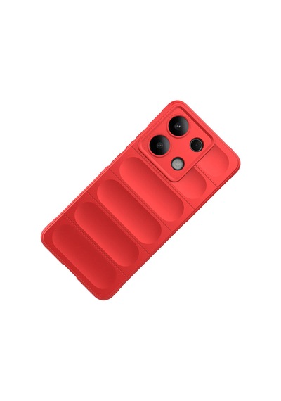 Xiaomi Redmi Note 13 4g Kılıf Kamera Korumalı Esnek Silikon Parmak Şeritli Celikaksesuar Kırmızı