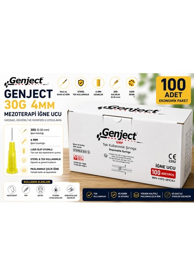 Genject Mezoterapi 30g/4mm İğne Ucu 100'lü