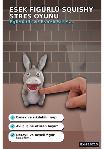 Eşek Squishy Stres Oyuncağı 12 Adet Yumuşak Esnek Sıkılabilir Figür Seti Bx-316715