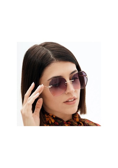 Nina Gri Pembe Kristal Kadın Güneş Gözlüğü Çerçevesiz