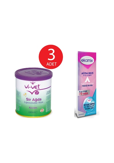 Vi-Vet Azulen Konserve Sir Ağda 240 ML x 2 + Ekamix Ağda Bezi 10 M