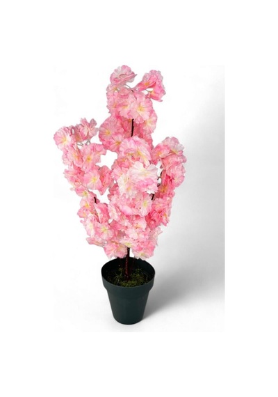 Yapay Ağaç Bahardalı Ağacı Pembe Japon Kiraz Çiçeği Sakura Çiçeği 70cm Siyah Plastik Saksılı