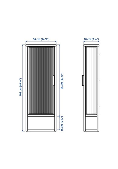 Ikea Mossjön Banyo Duvar Dolabı, Antrasit, 36x18x102 Cm