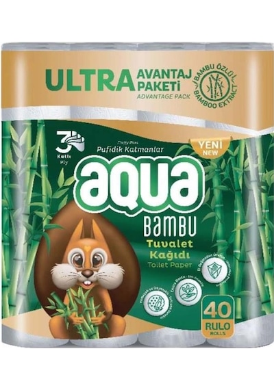 Aqua Bambu Ultra 3 Katlı Tuvalet Kağıdı 40'lı