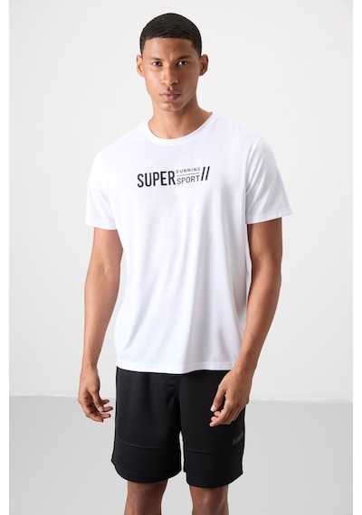 Tommy Life Beyaz Polyester Nefes Alan Dokulu İnce Esnek Standart Fit Erkek Performans T-shirt - 88385 Beyaz