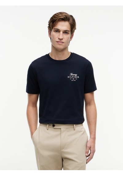 Tommy Hilfiger Scrıpt Stack Regular Tee Erkek Mavi T-shirt - Mw0mw43224