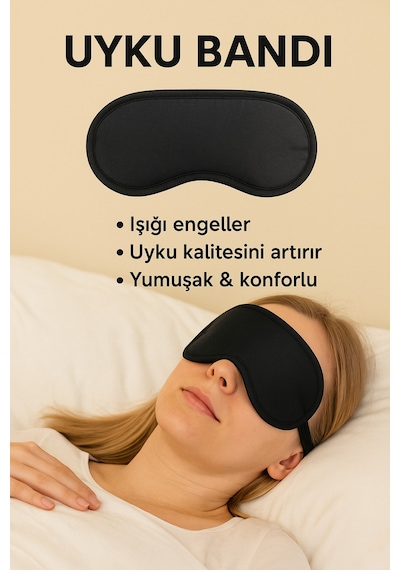 Eleven Markets 1 Adet Işığı Geçirmez Yumuşak Rahat Uyku Bandı Uyku Gözlüğü Araba Ev Ofis Spa Meditasyon Göz Bandı Siyah