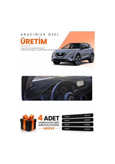 Nissan Qashqaı 2021-2024 Uyumlu Torpido Koruma Örtüsü Oto Kılıfı - Siyah