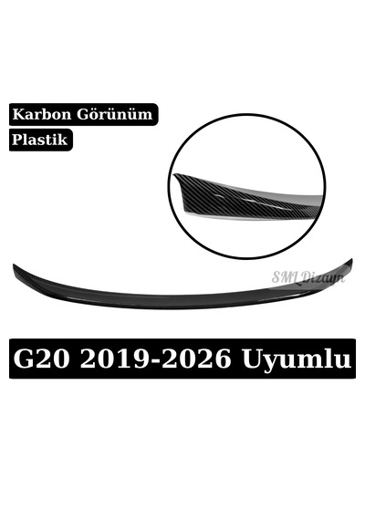 Bmw 3 Serisi G20 Uyumlu Mp Stil Bagaj Spoileri - Karbon Görünümlü Plastik M Performance Spoyler 2019-2026