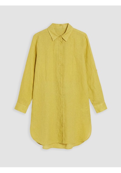Lcw Everyday Sarı Oversize %100 Keten Kadın Gömlek Tunik