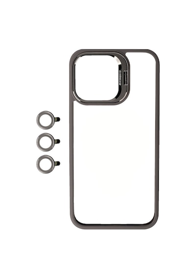 Apple Uyumlu  iPhone 15 Pro Kılıf Kamera Lens Korumalı Standlı Klon Lensli Kapak Kılıf