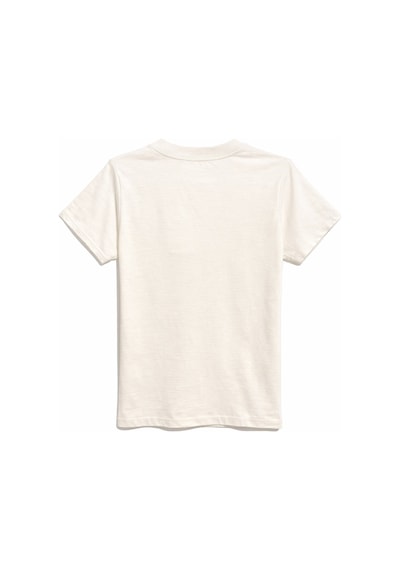 Mixray 2078 Kadın Pamuk Ayıcık Nakışlı Bisiklet Yaka T-shirt Bej