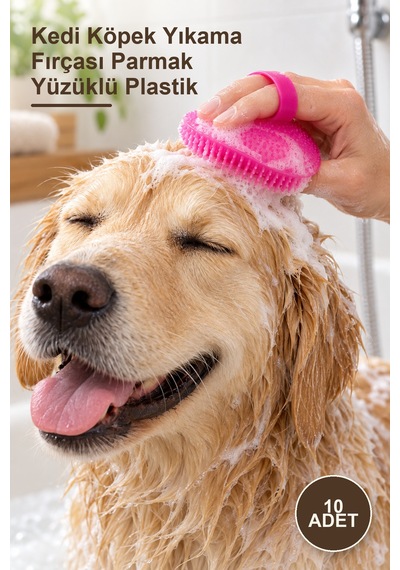 10 Adet Kedi Köpek Yıkama Fırçası Parmak Yüzüklü Plastik
