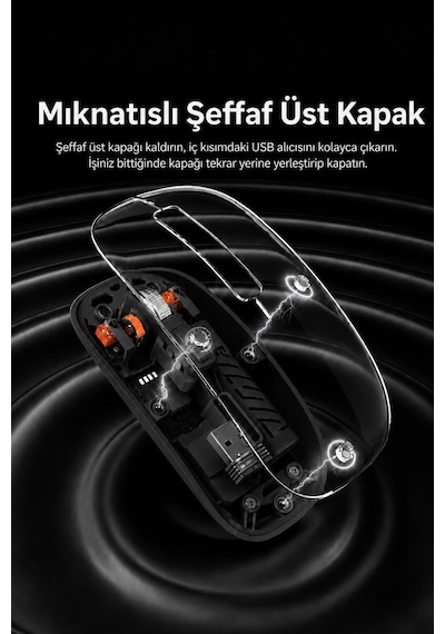 Torima TM23 Şeffaf Çift Modlu Fare Bluetooth 5.2 + 2.4g Kablosuz Mouse