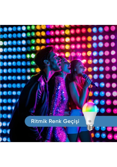 Şımart Akıllı Ampul Bluetooth 1100 Lümen Yüksek Parlaklık 16 Milyon Renk Seçeneği Beyaz - RGB