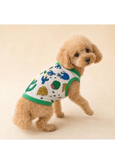 Miniş Cactus Mood Küçük Irk Köpek Esnek Penye T-shirt-21574