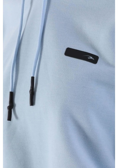Maraton Sportswear Oversize Kadın Kapşonlu Uzun Kol Basic Sisli Mavi Sweatshirt 20335-sisli Mavi