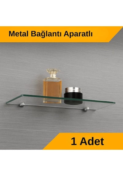 Pleksi Hayalet Raf 8mm Banyo Mutfak Düzenleyici Metal Bağlantılı Şeffaf Raf - 40 Cm Şeffaf