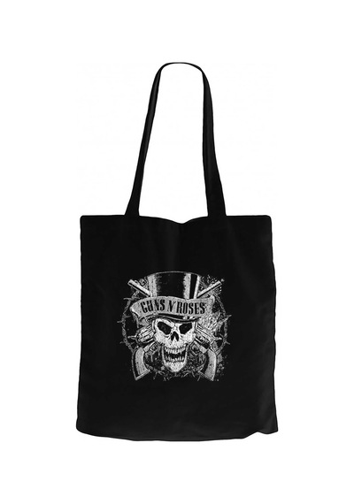 Guns N Roses Vintage Dameged Siyah Fermuarlı Bez Çanta Gabardin