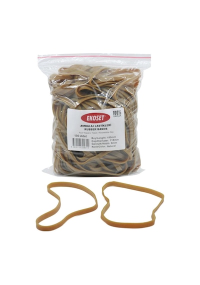 Ekoset 180x6mm Geniş Kauçuk Paket Ambalaj Kasa Lastiği 100 Adet