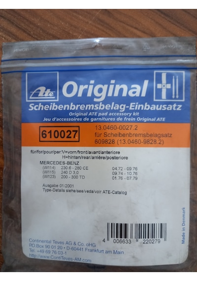 MERCEDES W114 W115 W123 ÖN FREN BALATASI PİM TAKIMI ATE