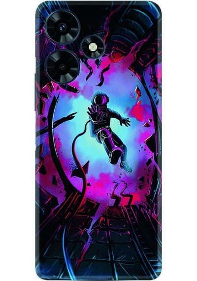 Infinix Uyumlu Hot 30 Kılıf Silikon Desen Özel Seri Astronot Attack 1702
