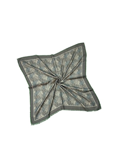 Mim Eşarp Ebruli Kışlık Desenli Eşarp 95x95 Cm Vizon - Gri