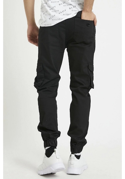 Tarz Cool Erkek Slim Fit Kargo Cep Likralı Pantolon Siyah