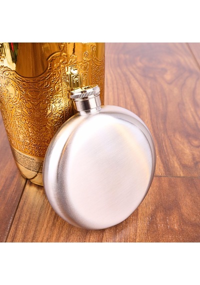 Perlotus 5 Oz 150 Cc Hunili Çelik Viski Yuvarlak İçki Cep Matarası Gri