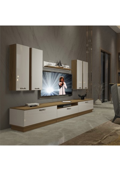 Decoraktiv Trendstyle 8d Mdf Tv Ünitesi Tv Sehpası - Pera Beyaz Meşe - Beyaz