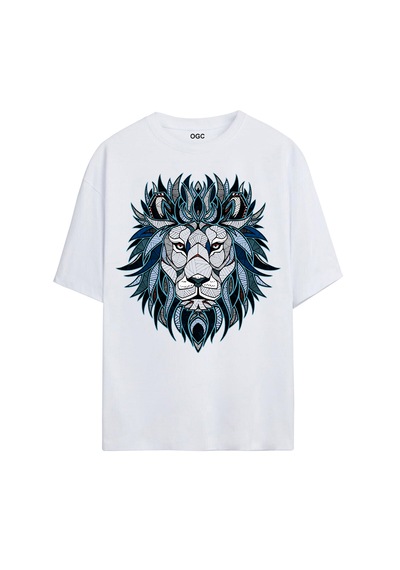 Aslan Oversize Unisex T-shirt Beyaz