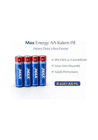Max Energy Aa Kalem Pil 1.5v R6 Heavy Duty Ultra Power 4lü 1 Paket