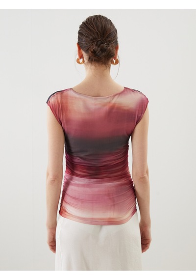 Lcwaıkıkı Classic Pembe Kayık Yaka Batik Desenli Kadın Body