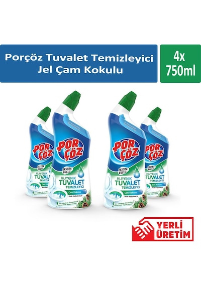 Porçöz Tuvalet Temizleyici Jel Çam Kokulu 4 x 750 ML