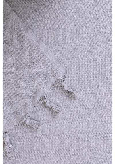 Gri Natural Çift Kişilik Baskılı Pike & Yatak Örtüsü 200x230 Cm