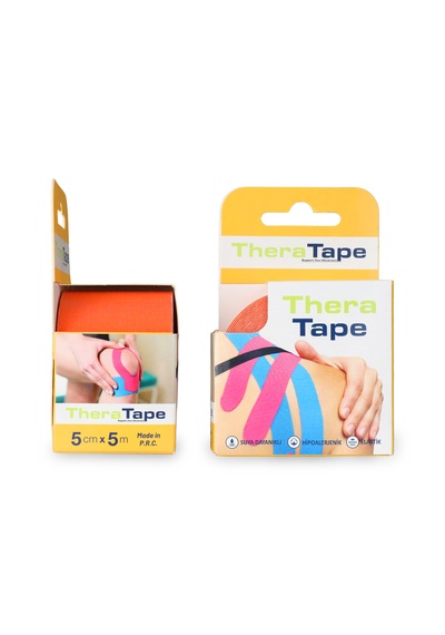 Thera Tape Kinesio Sporcu  Bandı Yüz & Vücut Uyumlu Kinezyo Bant Turuncu 5 CM x 5 M