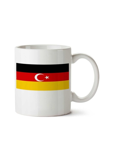 Flag Of German Turks Almanya Türkiye Bayrağı İki Tarafı Baskılı Kupa Bardak Çok Renkli