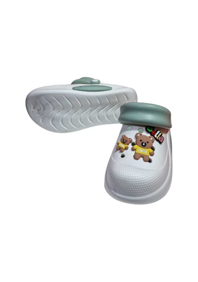 Dolgu Taban Ayıcık Figürlü Ortopedik Terlik Dar Kalıp 1 Beden Büyük Alınız Kırık Beyaz - Pastel Yeşil Dolgu Taban Ayıcık Figürlü Ortopedik Terlik Dar Kalıp 1 Beden Büyük Alınız Kırık Beyaz - Pastel Yeşil