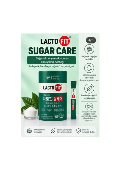 Lacto-fit Sugar Care Probiyotik, Banaba Yaprağı Özü Ve Çinko İçeren Takviye Edici Gıda 60 Saşe 120 G