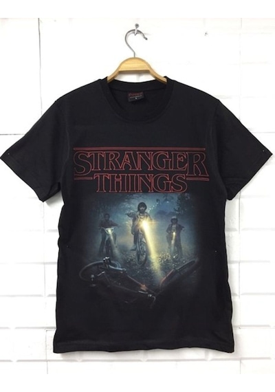 Stoned&Fame Unisex Siyah Stranger Thıngs Baskılı T-shirt SIYAH Siyah