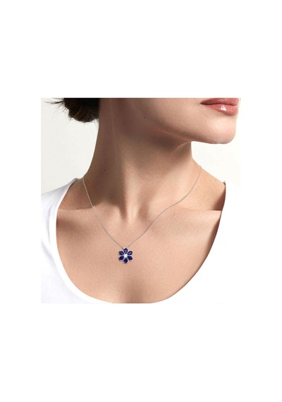 Pırlanta Safir Flower Kolye
