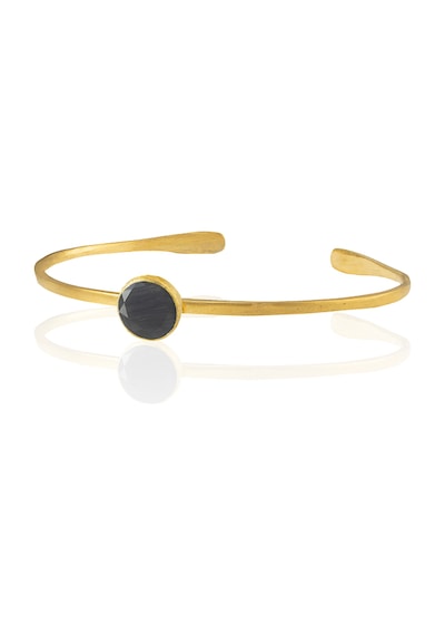 Kadir Jewellery Zirkon Taşlı Ayarlanabilir 22 Ayar Altın Kaplama Bilezik Yeşil