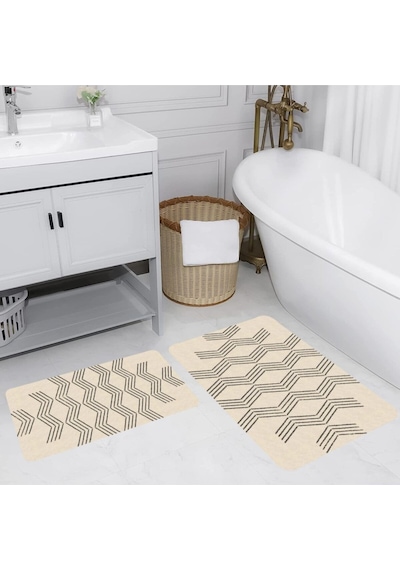 Eliana Home Dijital Baskılı 2'li Banyo Paspas Takımı Lna5141 Bej