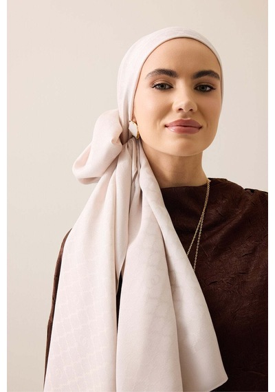Imannoor Pencere Kafes Pudra Ramy Jakar Şal 70x210 Pudra