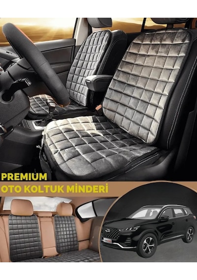 Tiggo 7 Pro Koltuk Minderi Ortopedik Cepli Araç Ve Kılıf Seti Tam Uyumlu, Antrasit Renk, Konforlu Tasarım