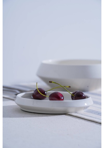 Acar Rumi Yuvarlak Sunum Tabak - 14 Cm Beyaz