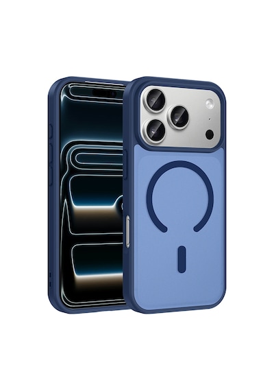 Apple Uyumlu iPhone 17 Pro Max Kılıf M-safe Şarj Özellikli Mkst Babet Kapak - Mavi